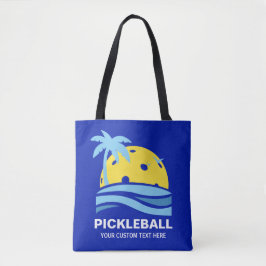Bolsa Tote Pickleball Tropical Palm Tree Sun Seu Texto Person