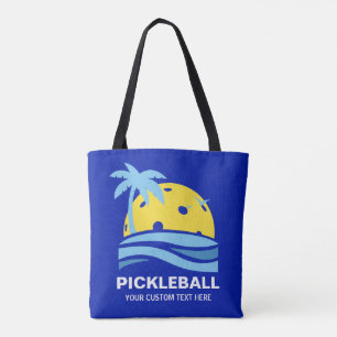 Bolsa Tote Pickleball Tropical Palm Tree Sun Seu Texto Person