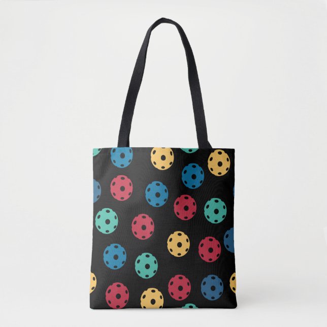 Bolsa Tote 🤩 Picklebolas sobre fundo preto (Frente)