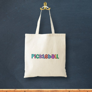 Bolsa Tote Picleball na tipografia retrorreflectora multicolo
