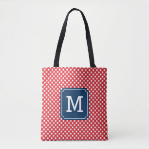 Bolsa Tote Picnic Red Gingham Nome Personalizado Monograma
