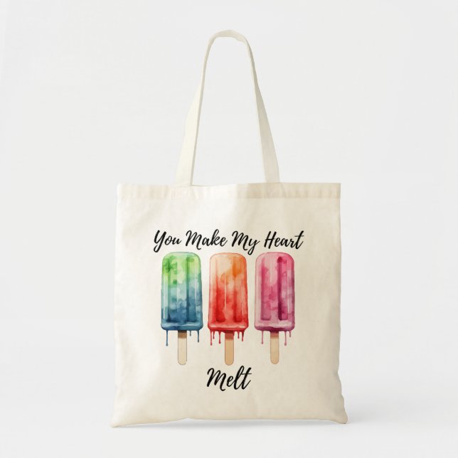 Bolsa Tote Picolé de Aquarela Cuta Verão (Frente)