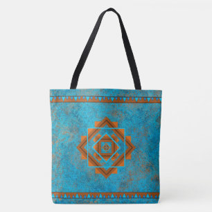 Bolsa Tote Picos da Montanha do Sudoeste Turquesa Geométrico