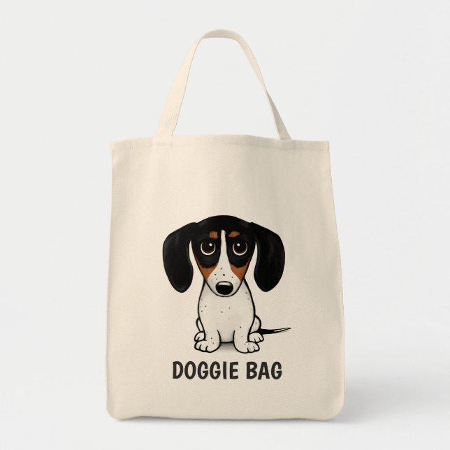 Bolsa Tote Piebald Dachshund | Cachorro Cachorro (Frente)