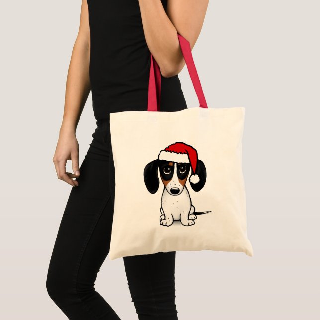 Bolsa Tote Piebald Dachshund Papais noeis Cute Wiener (Frente (produto))