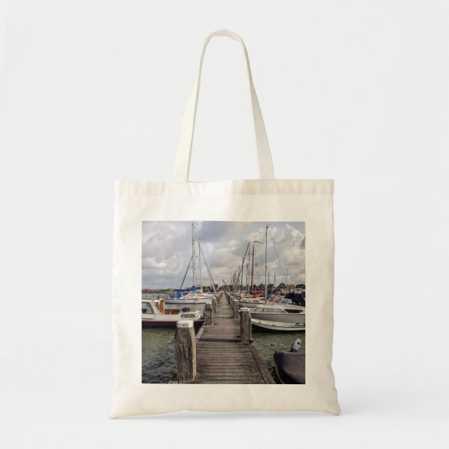 Bolsa Tote Pier com barcos e iates em Marken Países Baixos (Frente)