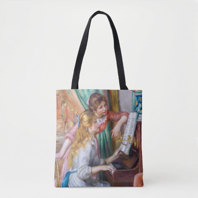 Bolsa Tote Pierre Auguste Renoir - Jovens Meninas no Piano (Frente)