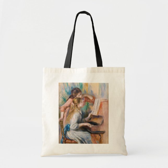 Bolsa Tote Pierre Auguste Renoir - Jovens Meninas no Piano (Frente)