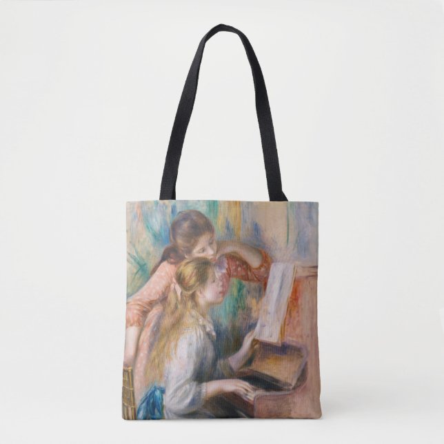 Bolsa Tote Pierre Auguste Renoir - Jovens Meninas no Piano (Frente)