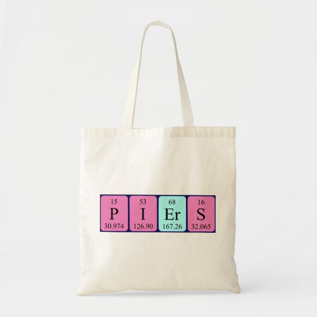 Bolsa Tote Piers com nome de mesa periódico tote bag (Frente)
