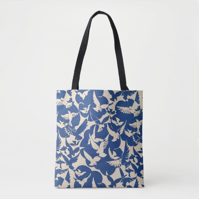 Bolsa Tote Pigeons in white and blue Rijksmuseum Amsterdam (Frente)