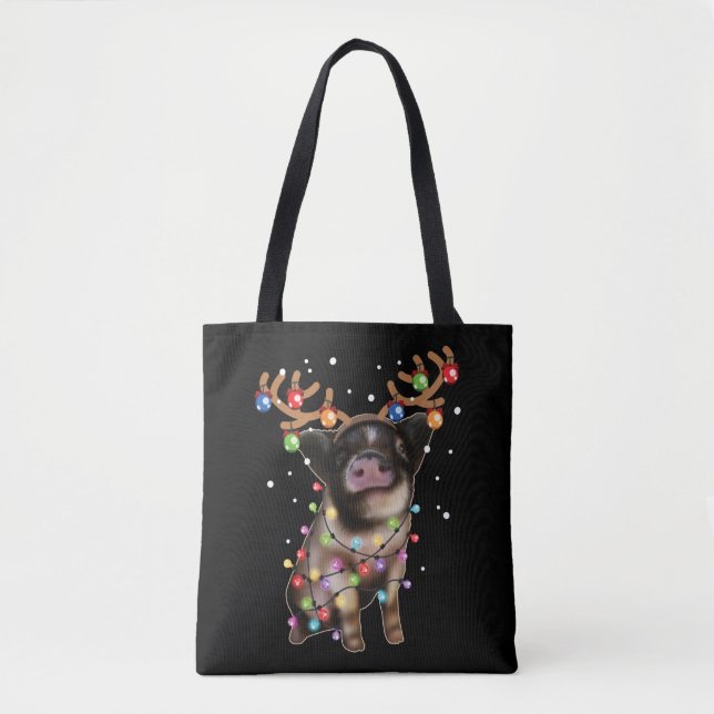 Bolsa Tote Piggy, Pig Lover Engraçado Presente no Natal (Frente)