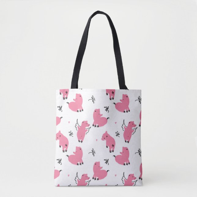 Bolsa Tote Piglet Fantasy: Design Whimsical Seamless. (Frente)
