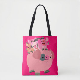 Bolsa Tote Piglets de Carregando de porco de cartoon