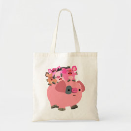 Bolsa Tote Piglets de Carregando de porco de cartoon