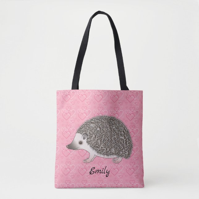 Bolsa Tote Pigmeus Africanos Pigmeus Hedgehog Em Pink Heart P (Frente)