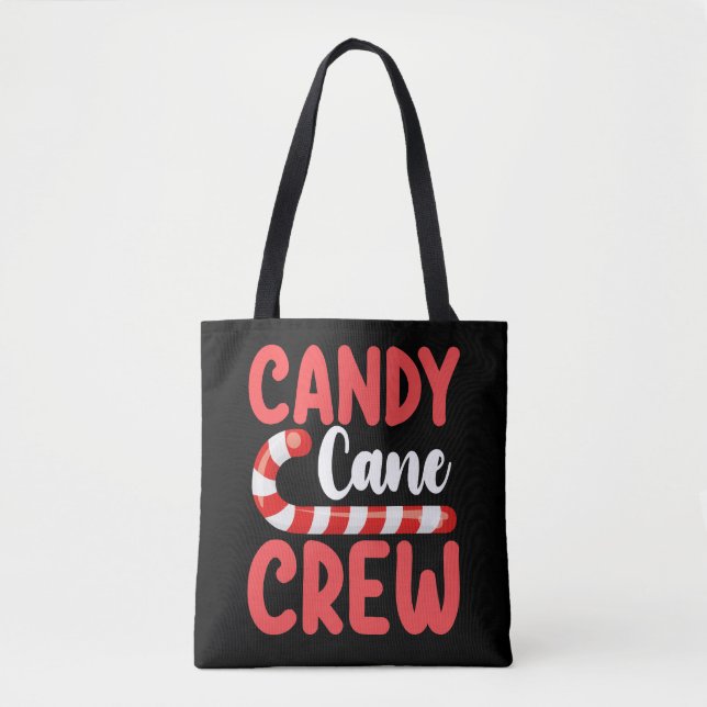 Bolsa Tote Pijama Feriado da Família Candy Cane Crew (Frente)