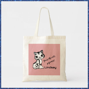 Bolsa Tote Pijamas de Gato Bonito e Rosa