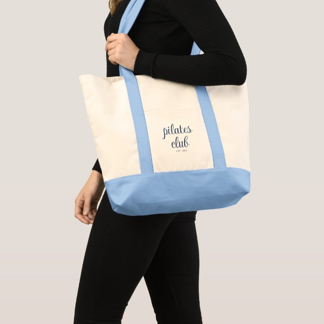 Bolsa Tote Pilates Club Script Tipografia Ano Personalizado (Frente (produto))