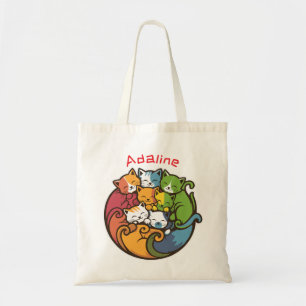 Bolsa Tote Pilha De Gatinhos Engraçados Amante De Gatos Fofos