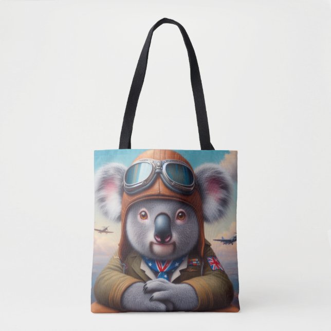 Bolsa Tote Piloto de avião Koala (Frente)