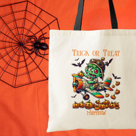 Bolsa Tote Piloto de Avião Zumbi Assustador,Abóboras,Hallowee