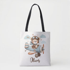 Bolsa Tote Piloto de Urso de Teddy Whimsical Personalizado