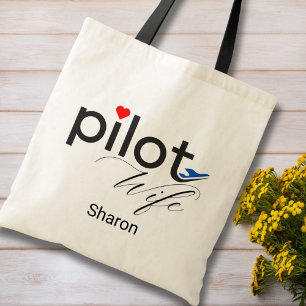 Bolsa Tote Piloto Esposa Roteiro Coração Avião Simples Person