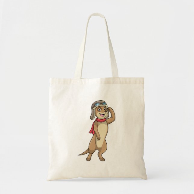 Bolsa Tote Piloto Meerkat com chapéu piloto (Frente)