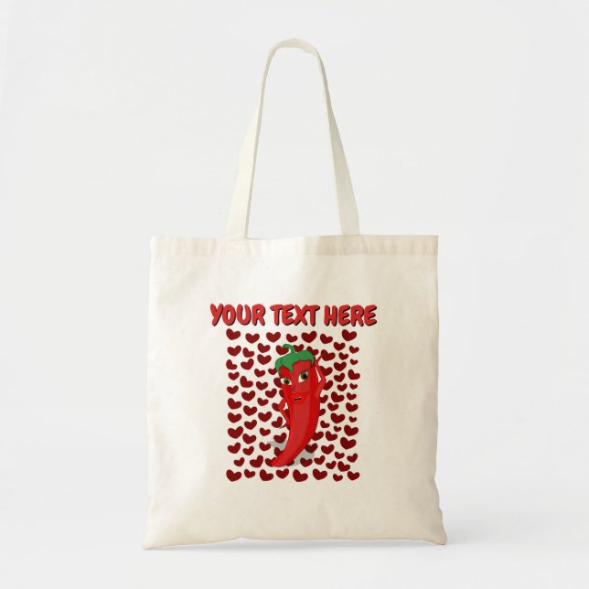 Bolsa Tote Pimenta-Pimenta-De-Caricatura Com Texto Personaliz (Frente)