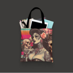 Bolsa Tote Pin-up Assustador de Synthwave