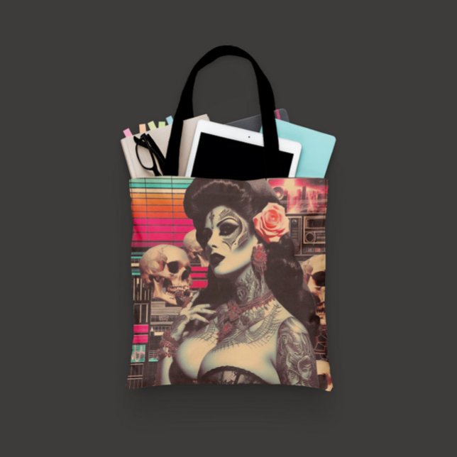Bolsa Tote Pin-up Assustador de Synthwave (Criador carregado)