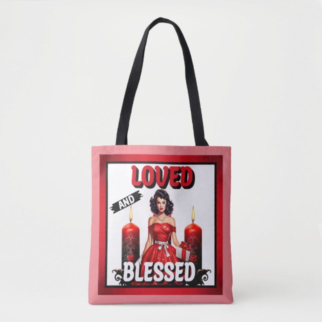 Bolsa Tote Pin-up Retro Amada e Abençoada (Frente)