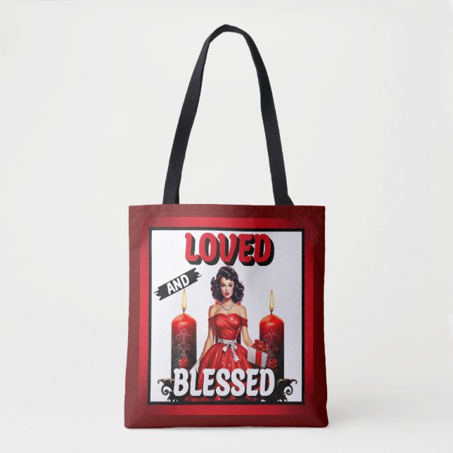 Bolsa Tote Pin-up Retro Amada e Abençoada (Frente)