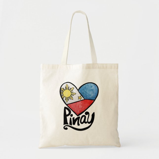 Bolsa Tote Pinay Filipinas Flag Heart Filipina              (Frente)
