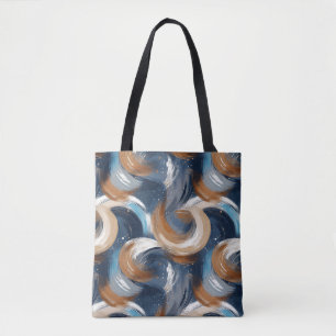 Bolsa Tote Pincéis de Abstrato em azul, branco e castanho