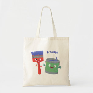 Bolsa Tote Pincel de pintura e personagens de desenho animado
