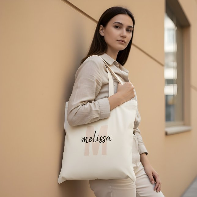 Bolsa Tote Pincel manuscrito monograma simples (Criador carregado)