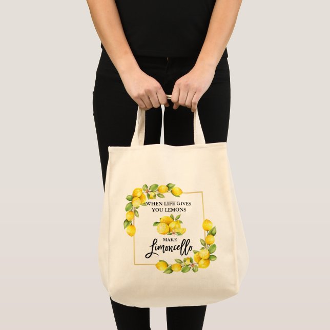 Bolsa Tote Pincel Script Aquarela Limões Limoncello Mercearia (Frente (produto))