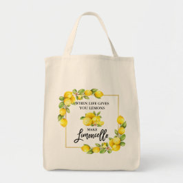 Bolsa Tote Pincel Script Limões Aquarela Limoncello Mercado