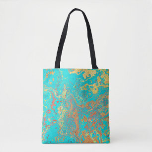 Bolsa Tote Pincel seco pintando trabalho de arte de ouro márm