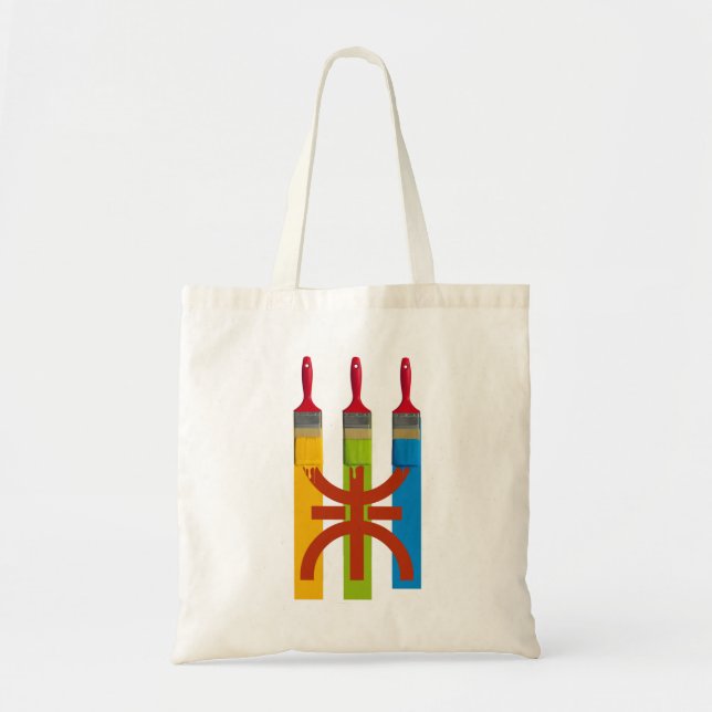 Bolsa Tote Pincel tingido pinta a bandeira Amazigh (Frente)