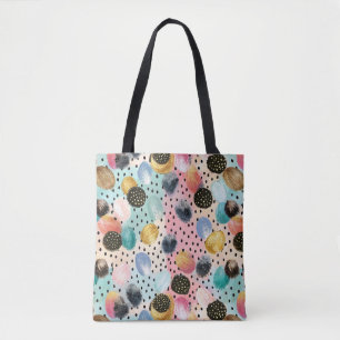 Bolsa Tote Pincelada de Abstrato vibrante e padrão de Bolinha