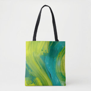 Bolsa Tote Pincelada Verde Abstrata – Arte Moderna