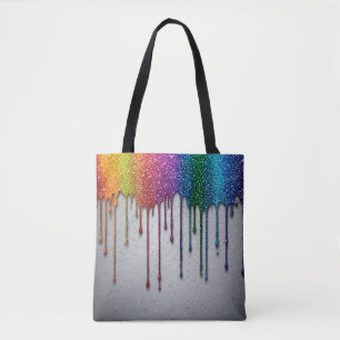 Bolsa Tote Pinceladas de Tinta Arco-íris Vibrante