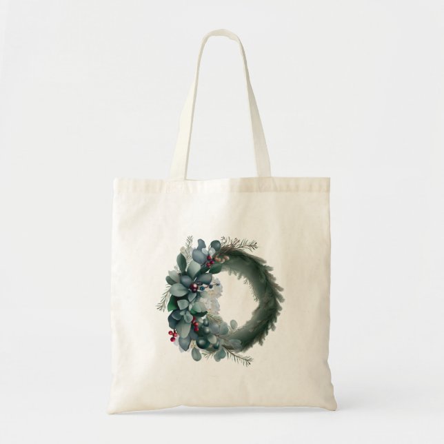 Bolsa Tote Pine de Férias e Eucalyptus Wreath (Frente)