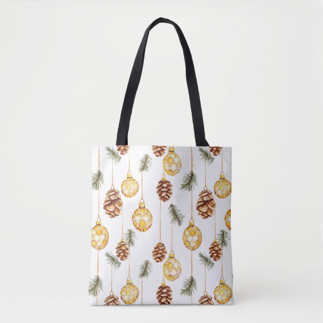 Bolsa Tote Pine de mel Cones Natal (Frente)