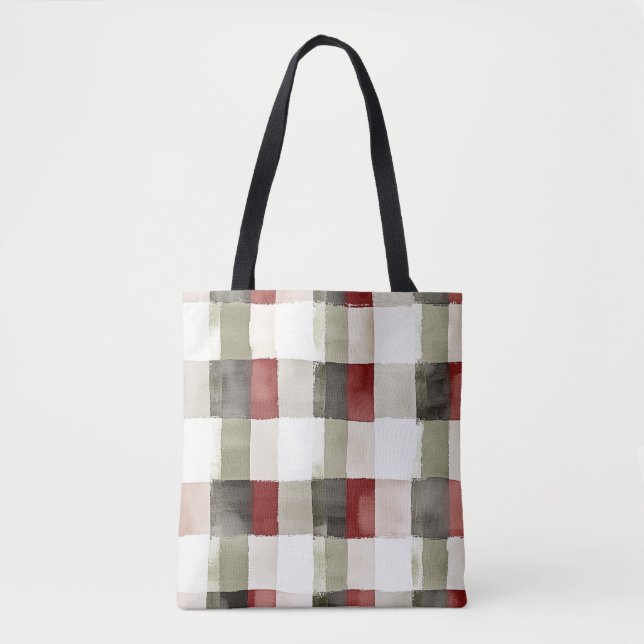 Bolsa Tote Pine Green Ivory Red Strips Natal (Frente)