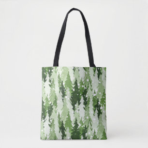 Bolsa Tote Pine Trees Snow: Natal Com Aquarela.