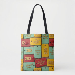 Bolsa Tote Pingente de Chave de Motel Vintage Retro Moderno A